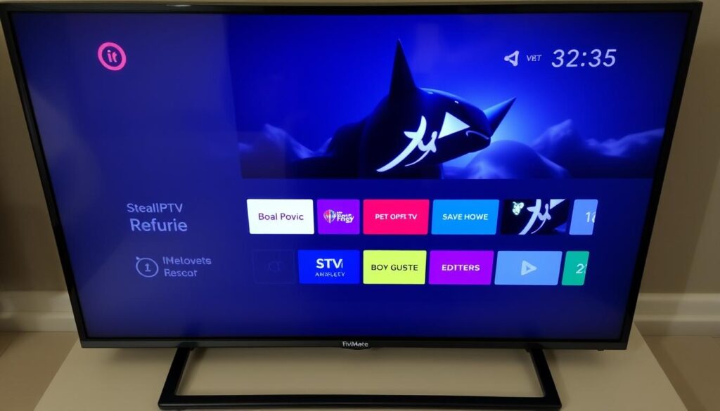 Generate an image of the TiviMate IPTV Player interface on an Android TV screen.