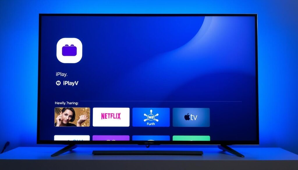 Generate an image of the iPlayTV interface on Apple TV.