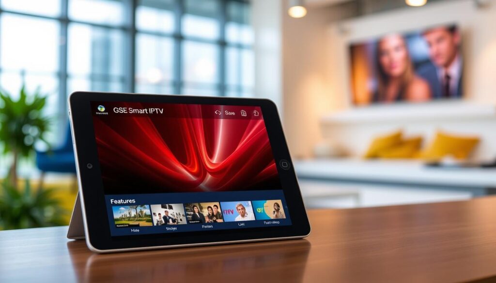 Image of GSE Smart IPTV app on an iPad